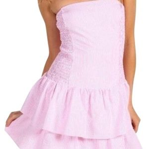 Lilly Pulitzer Pink/White Seersucker Elinor Dress